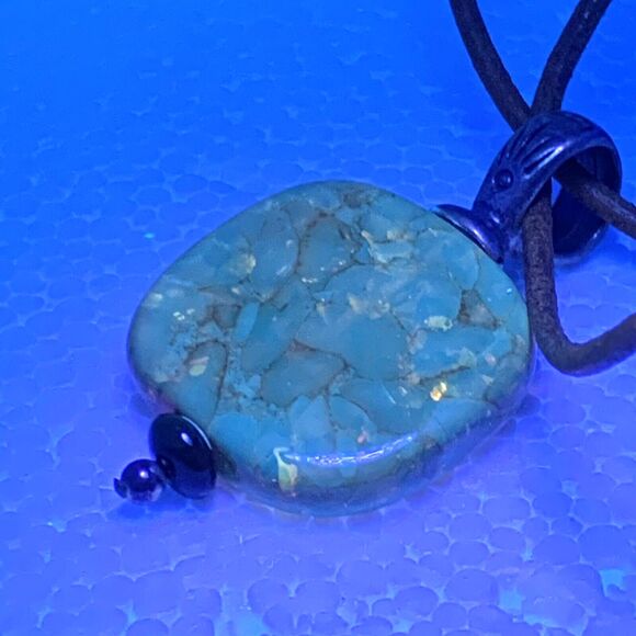 VTG Baltic Amber Pendant Necklace 16" 925 Sterling Silver Leather Thailand - Picture 3 of 13